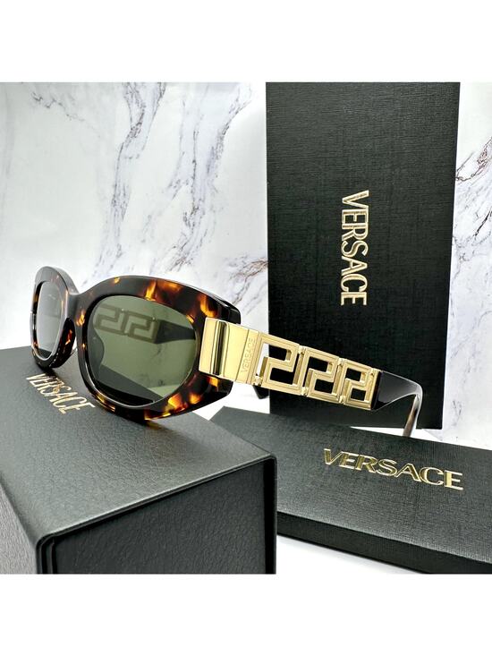 New VERSACE Sunglasses Brown Gold Acetate & Metal Cat Eye w/ Case main image 8